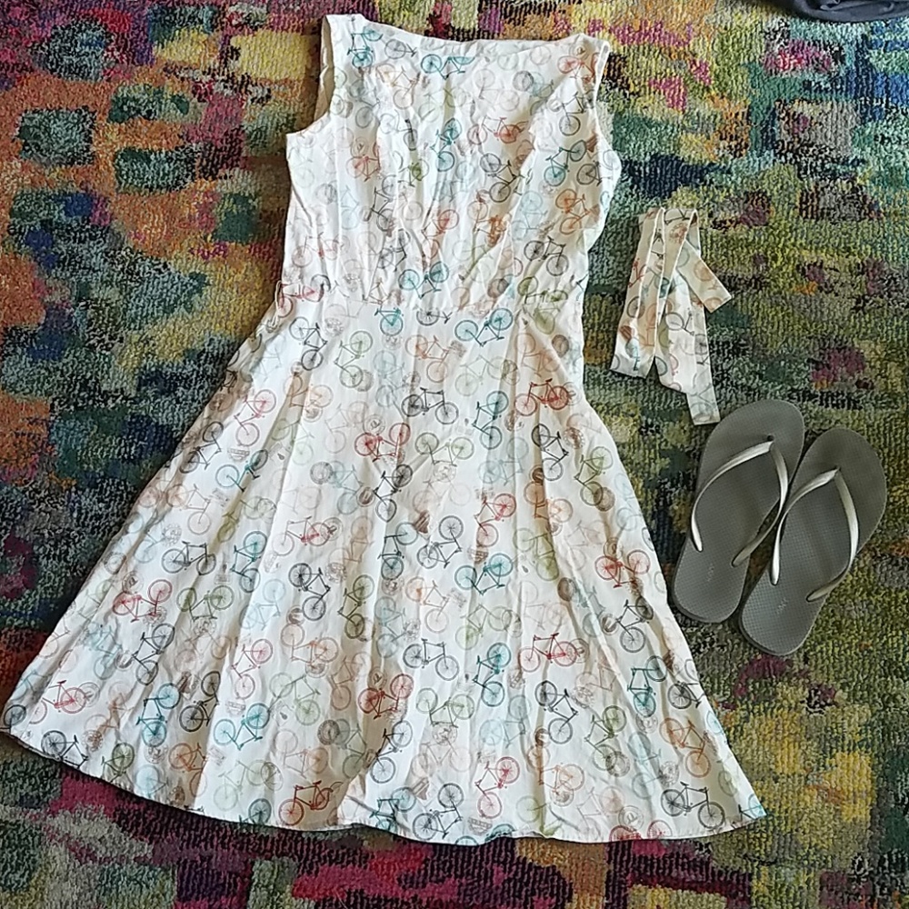 Bicycle Print A-line Dress